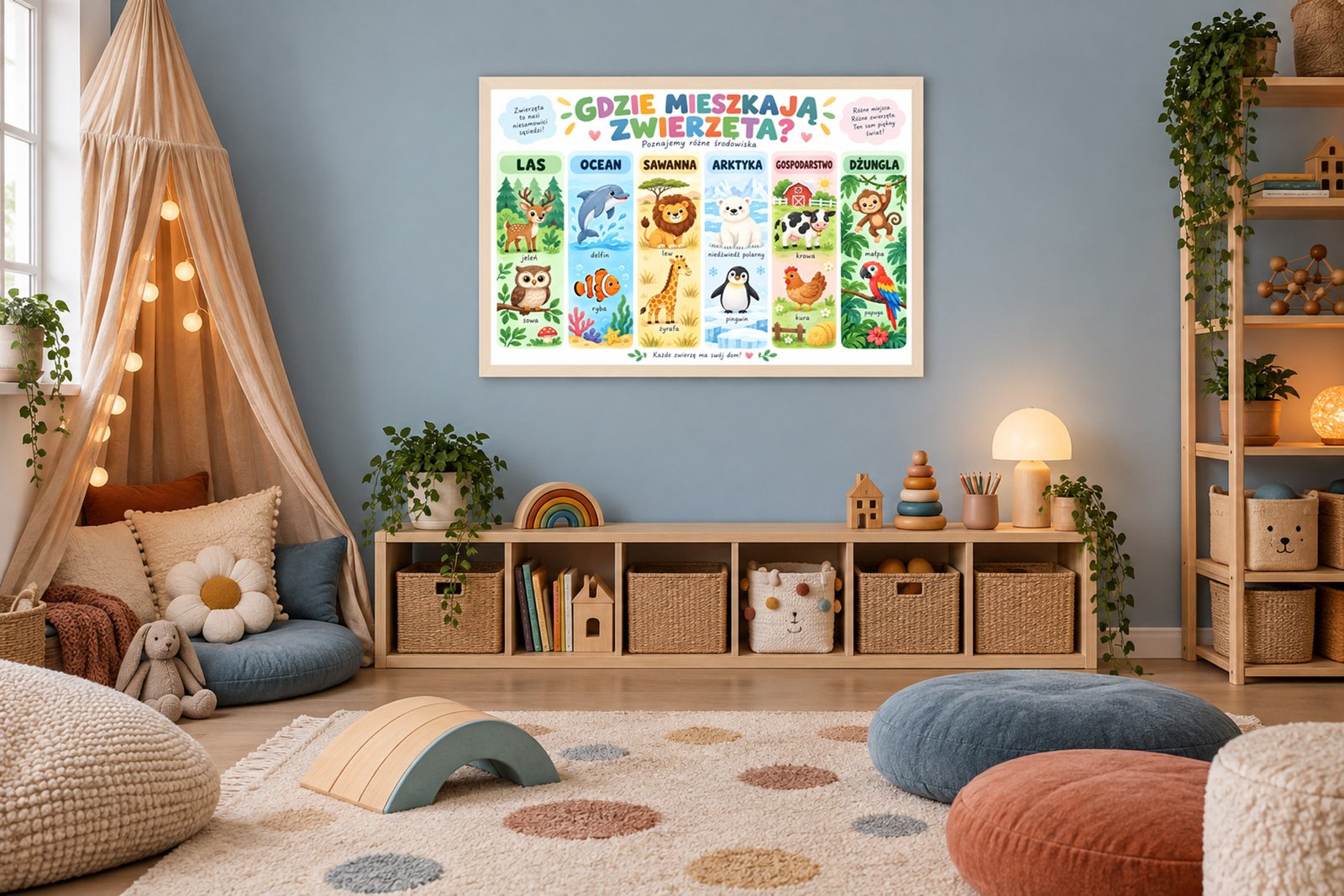 Plakat Edukacyjny Gdzie Mieszkają Zwierzęta Kompozycja 4