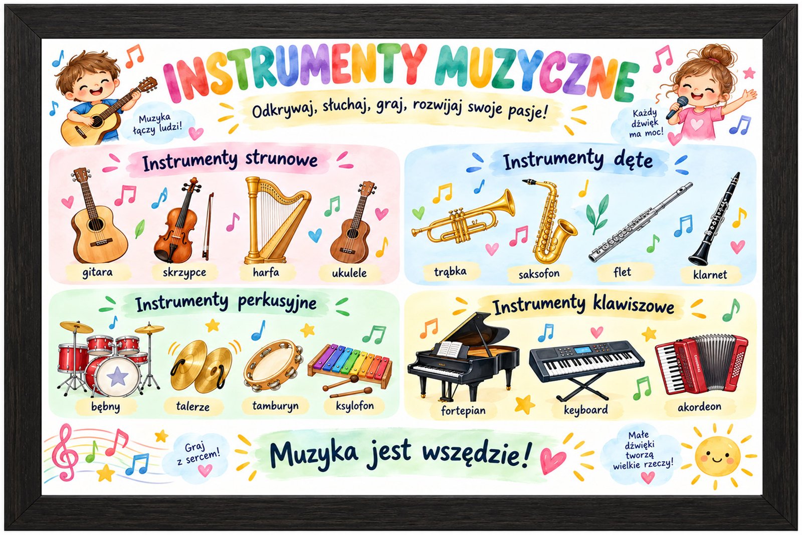 Plakat Edukacyjny Instrumenty Muzyczne 3 Kompozycja 1