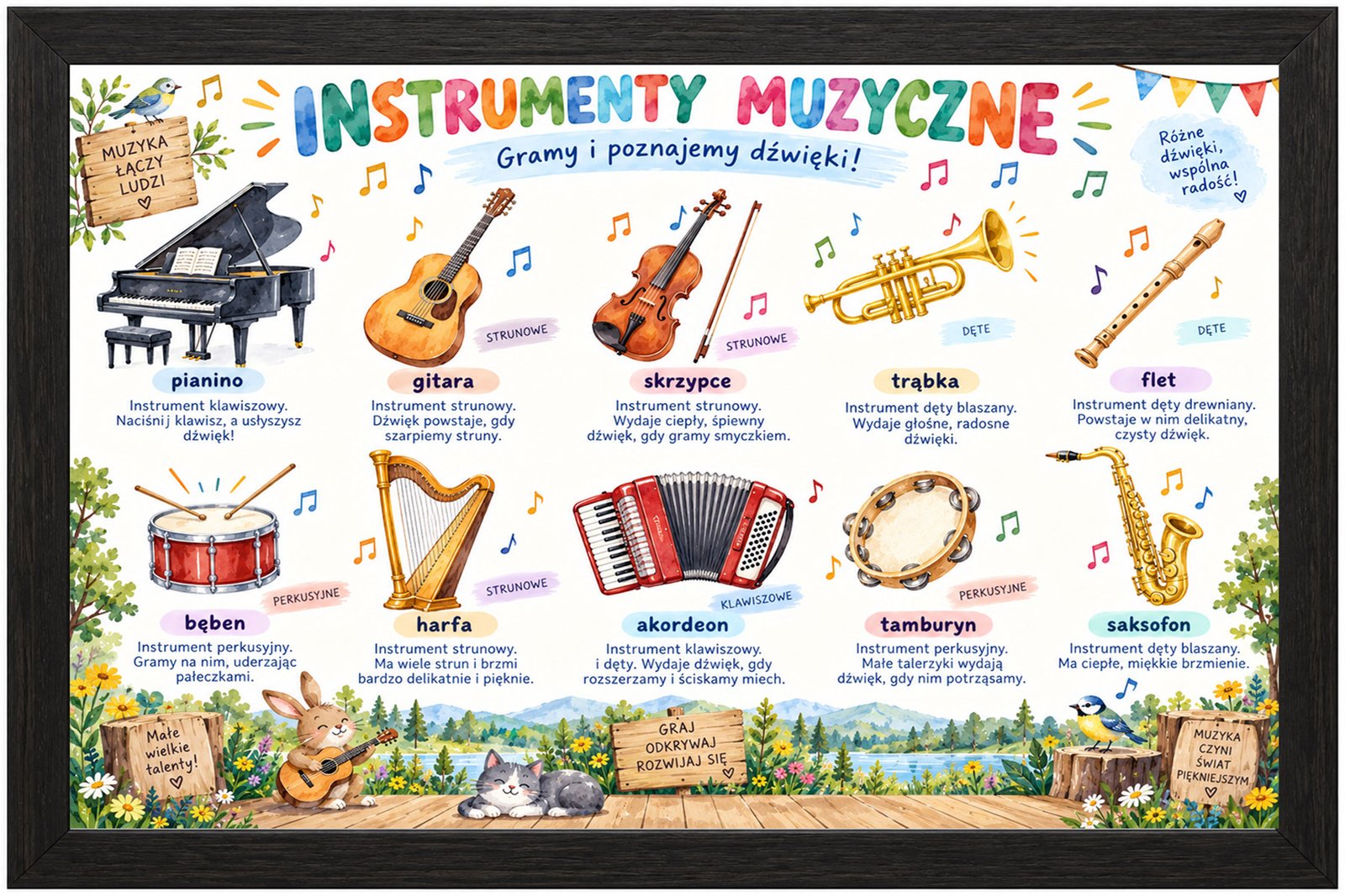 Plakat Edukacyjny Instrumenty Muzyczne 4 Kompozycja 1