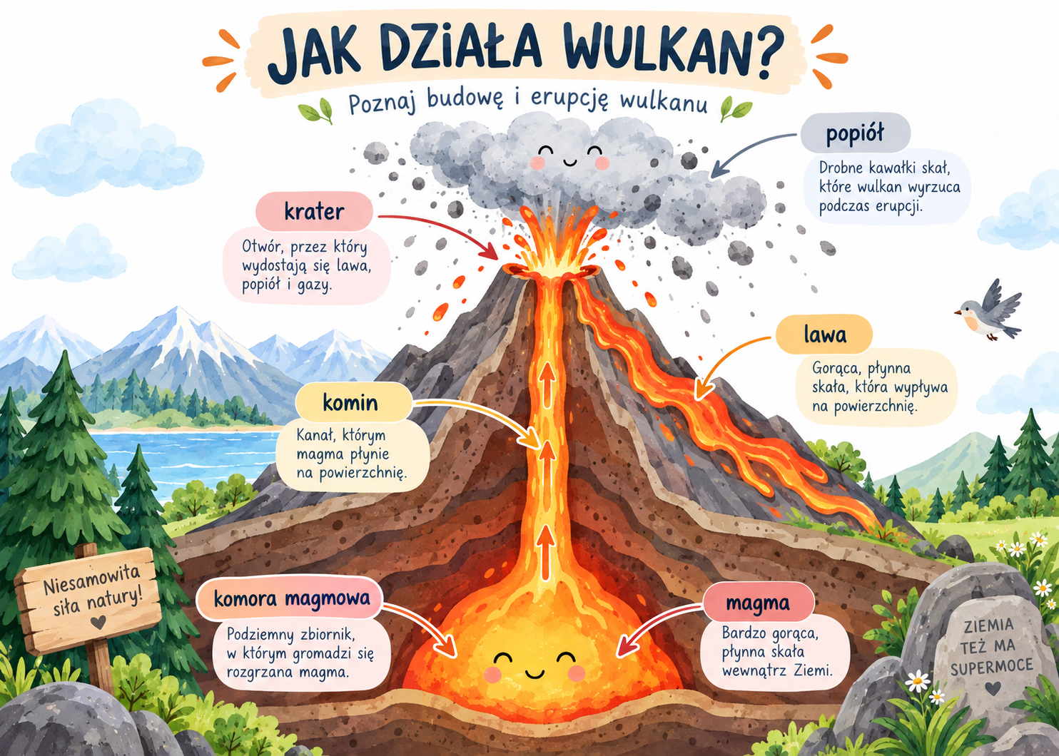 Plakat Edukacyjny Jak Działa Wulkan