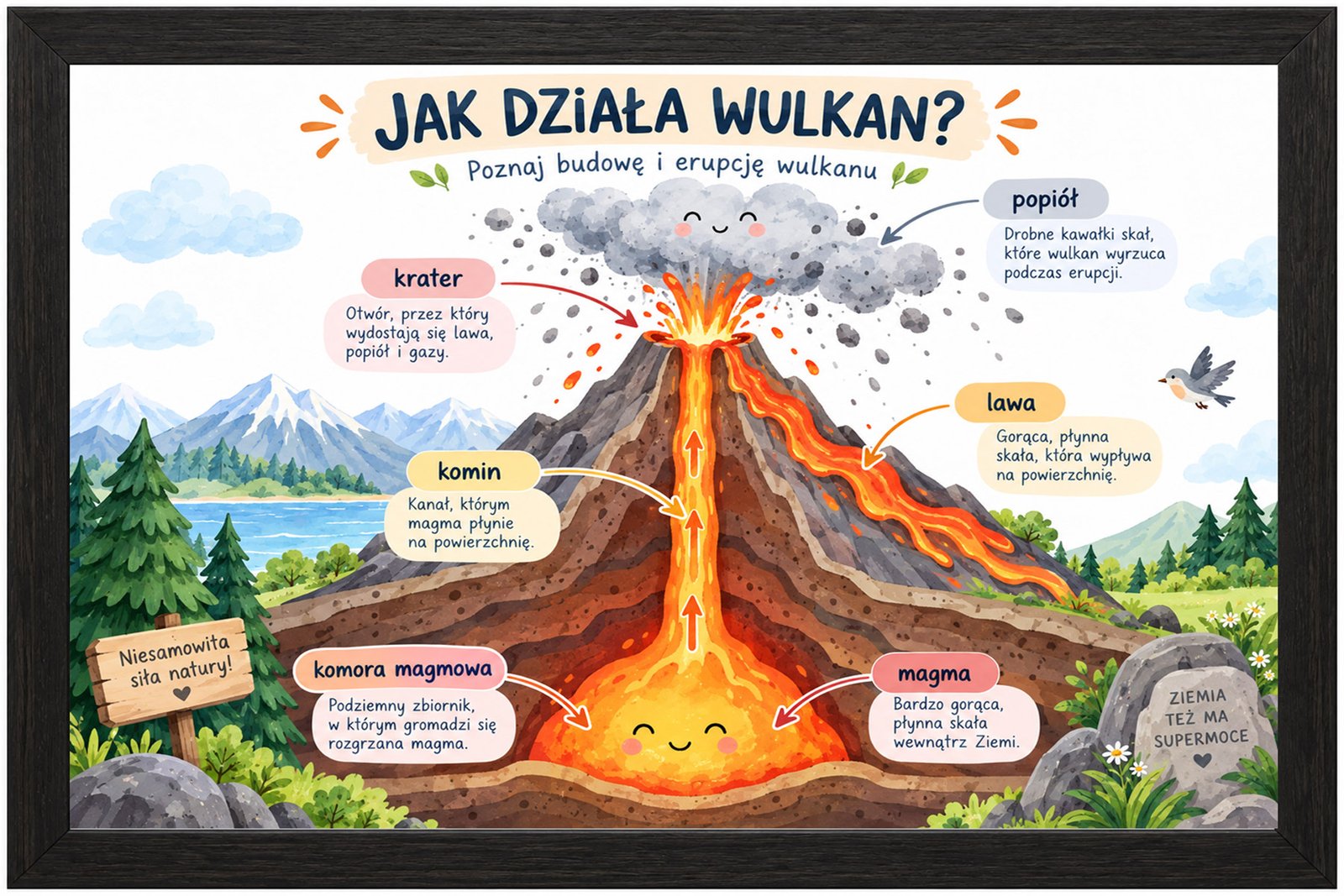 Plakat Edukacyjny Jak Działa Wulkan Kompozycja 1