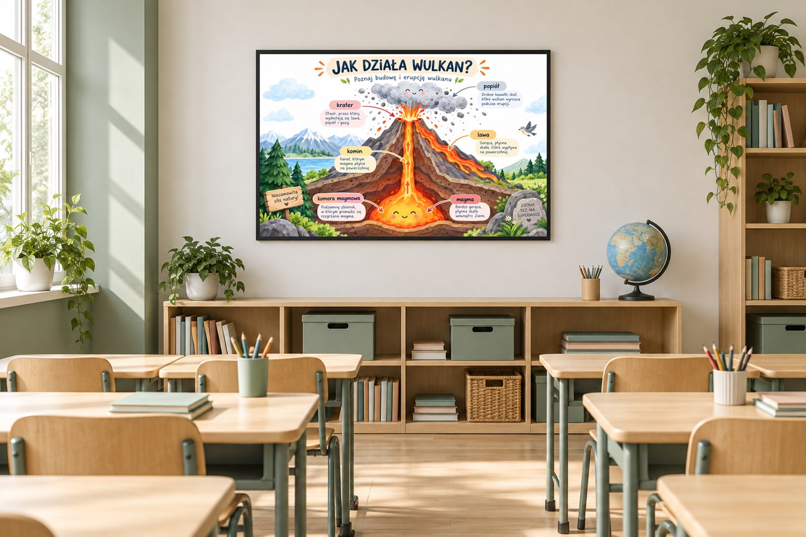 Plakat Edukacyjny Jak Działa Wulkan Kompozycja 5