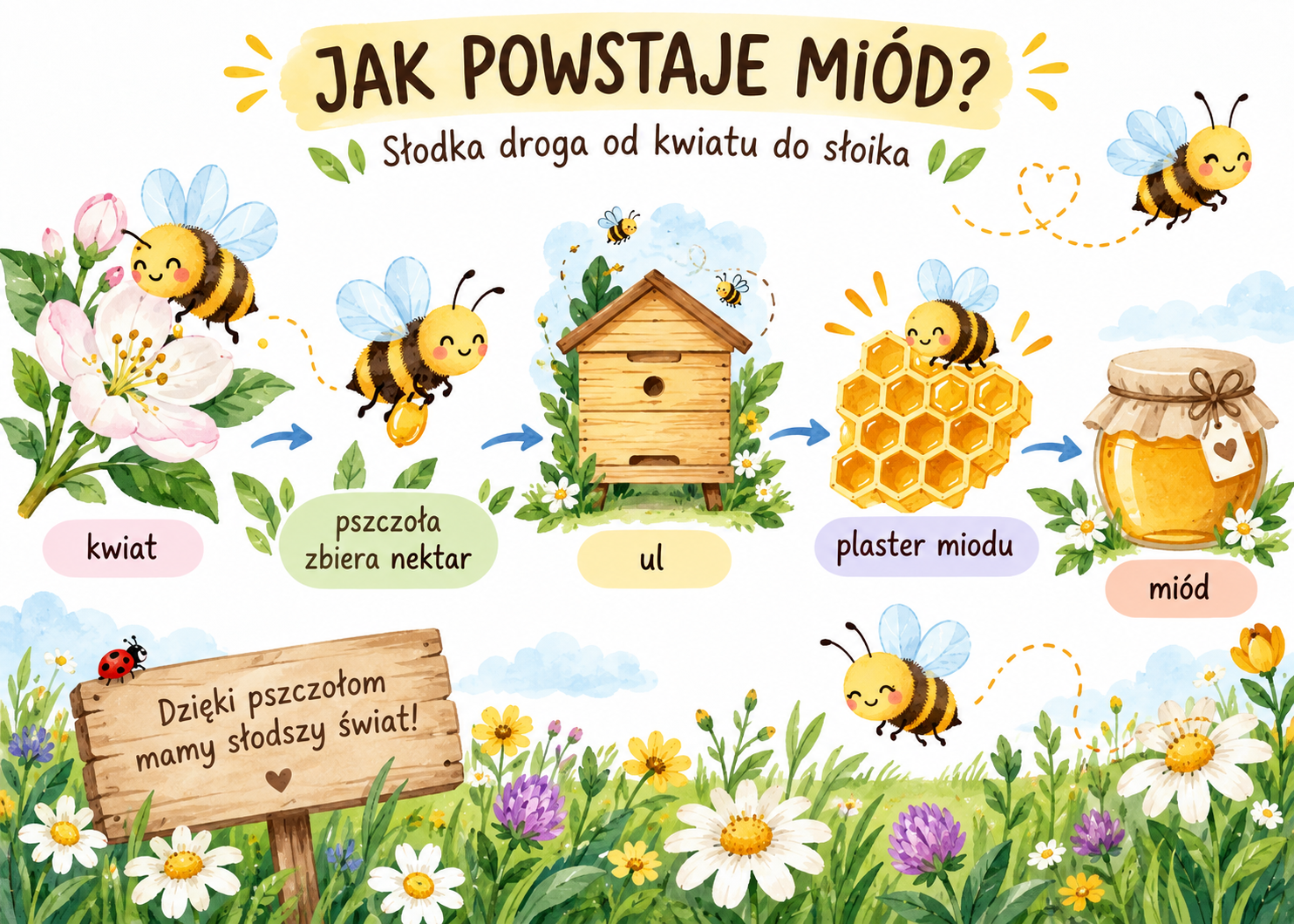 Plakat Edukacyjny Jak Powstaje Miód