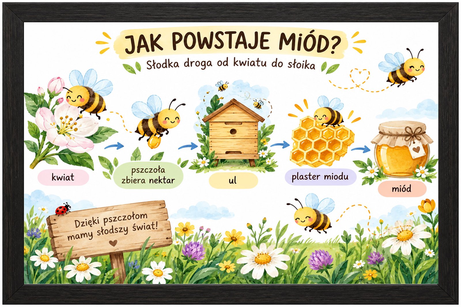 Plakat Edukacyjny Jak Powstaje Miód Kompozycja 1
