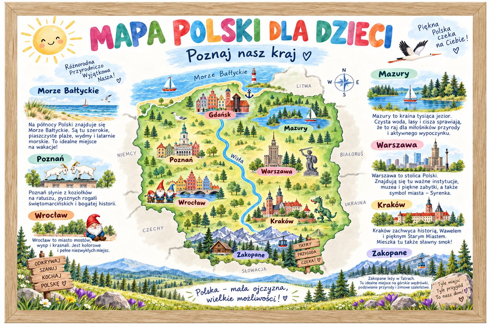Plakat Edukacyjny Mapa Polski