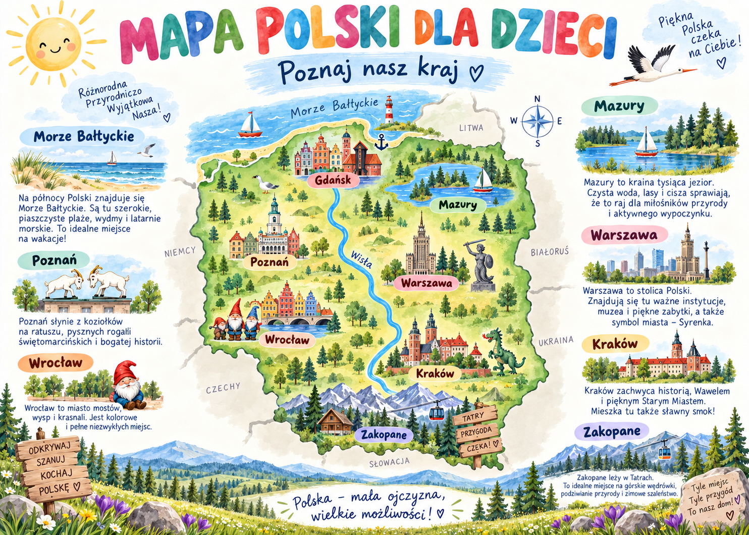 Plakat Edukacyjny Mapa Polski