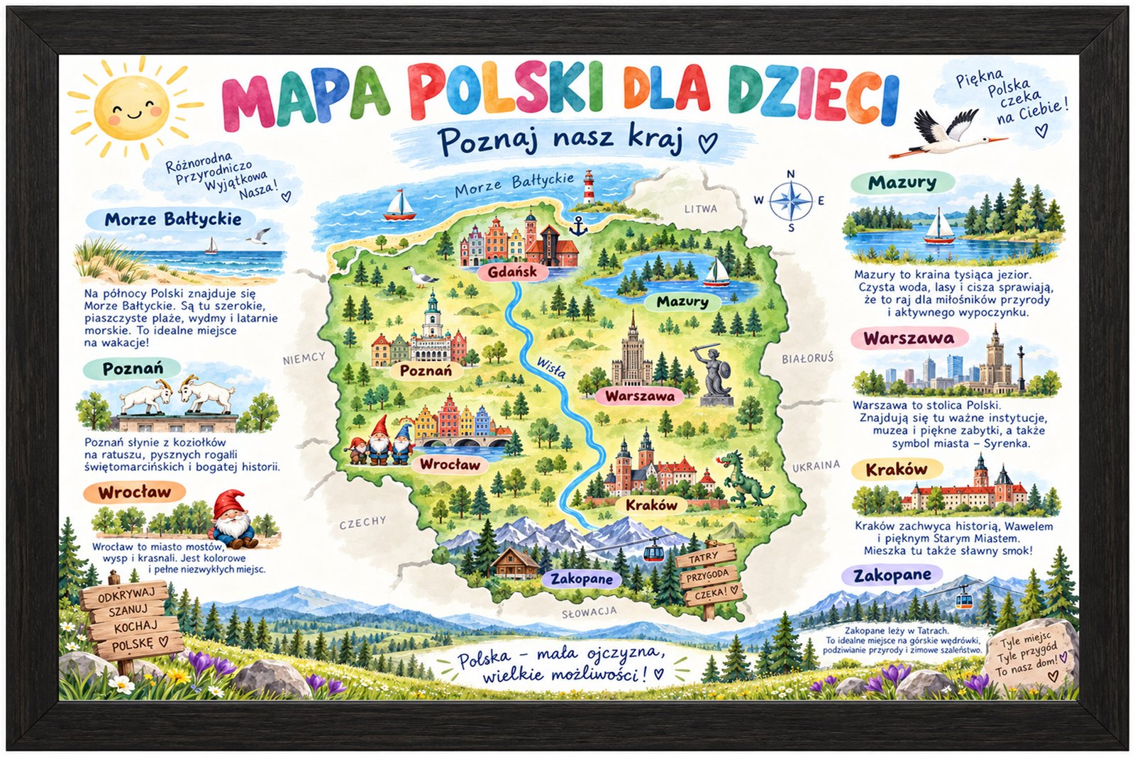Plakat Edukacyjny Mapa Polski Kompozycja 1
