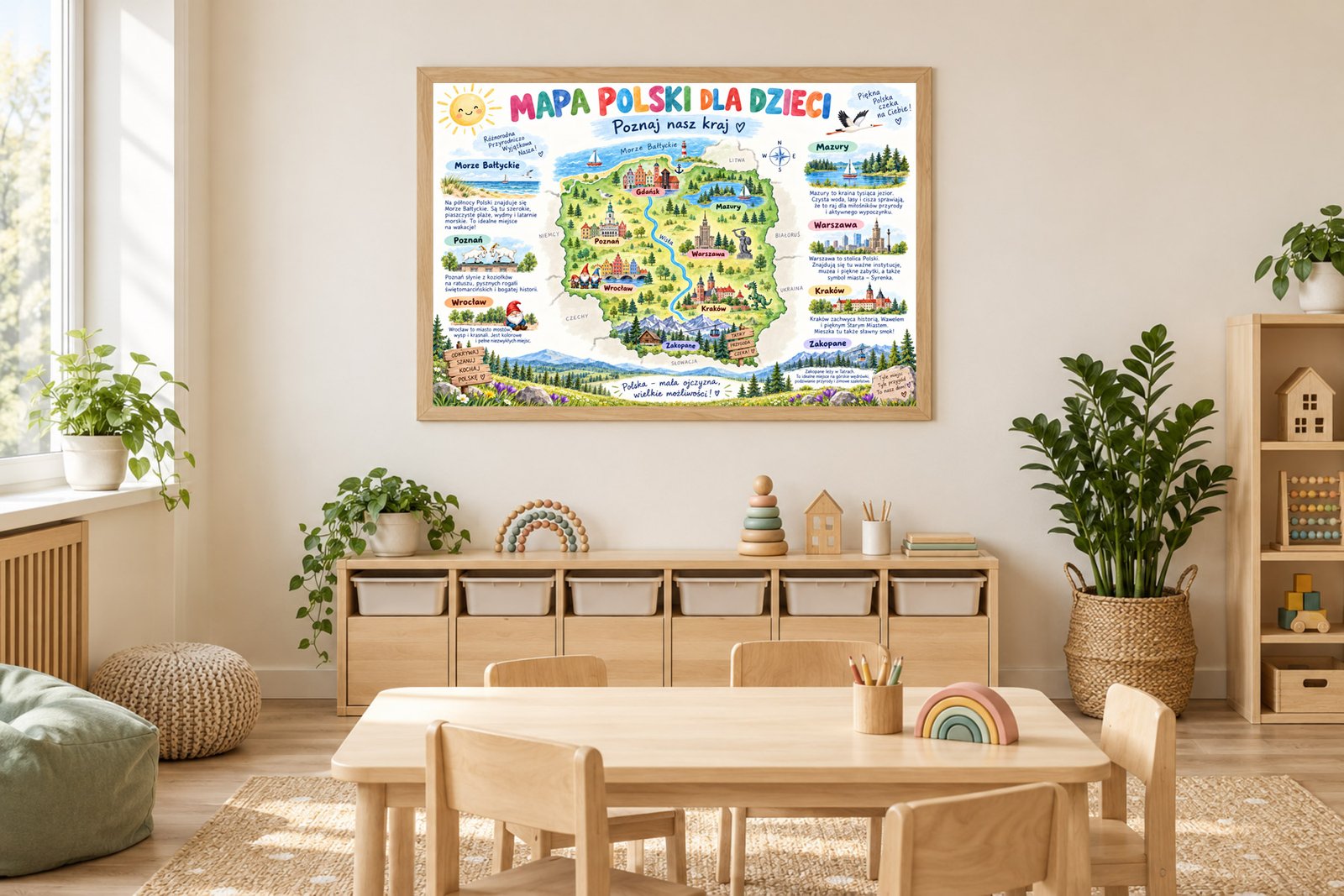 Plakat Edukacyjny Mapa Polski Kompozycja 2