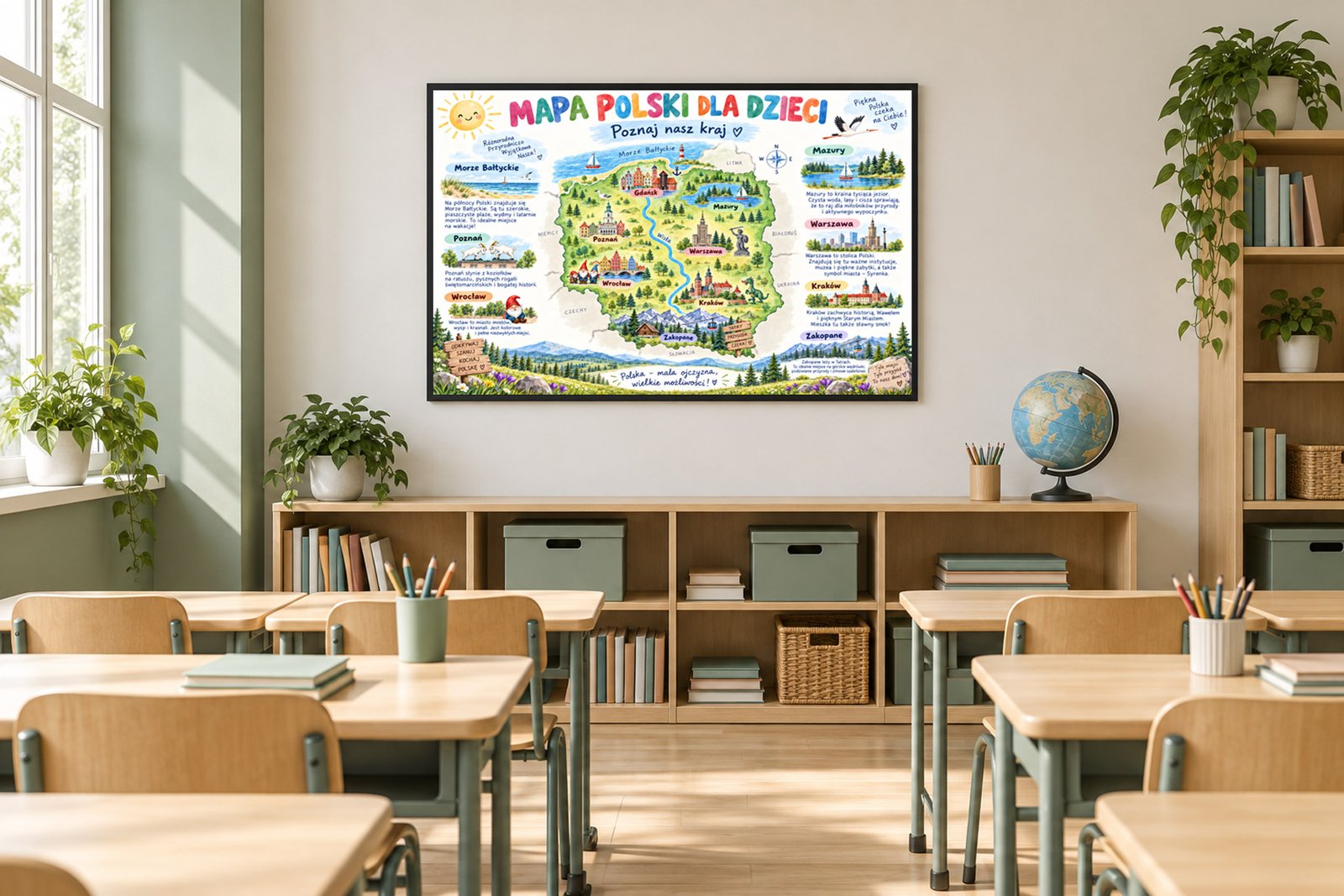 Plakat Edukacyjny Mapa Polski Kompozycja 5