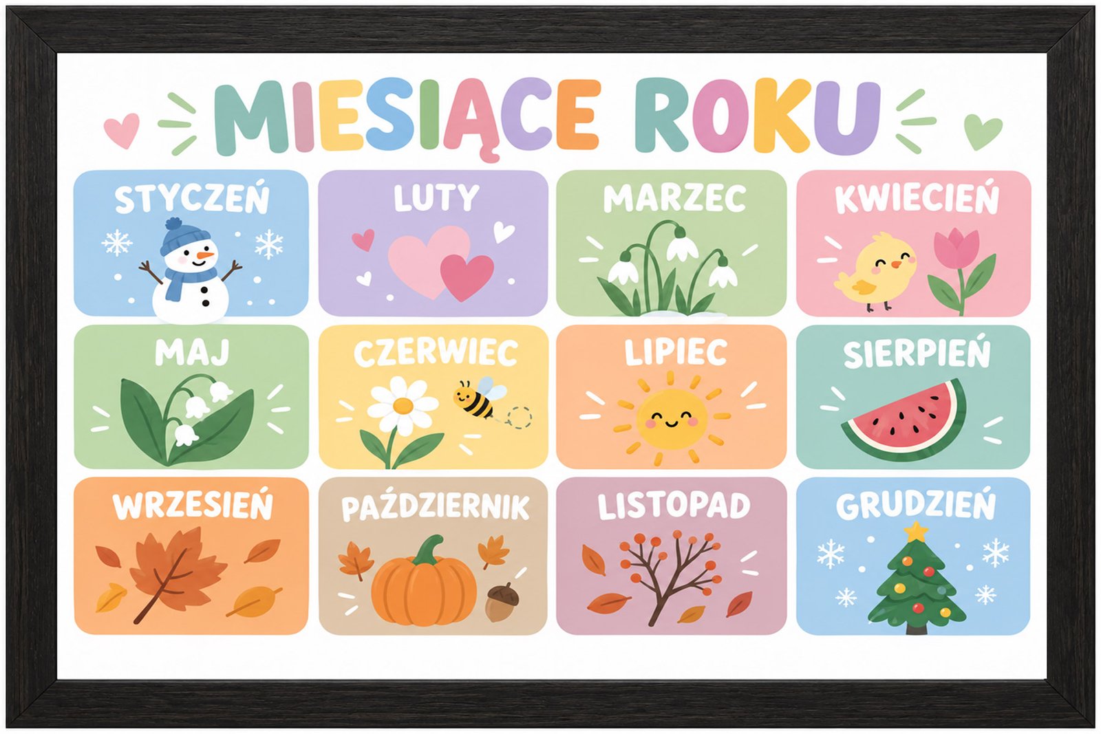 Plakat Edukacyjny Miesiące Roku Kompozycja 1