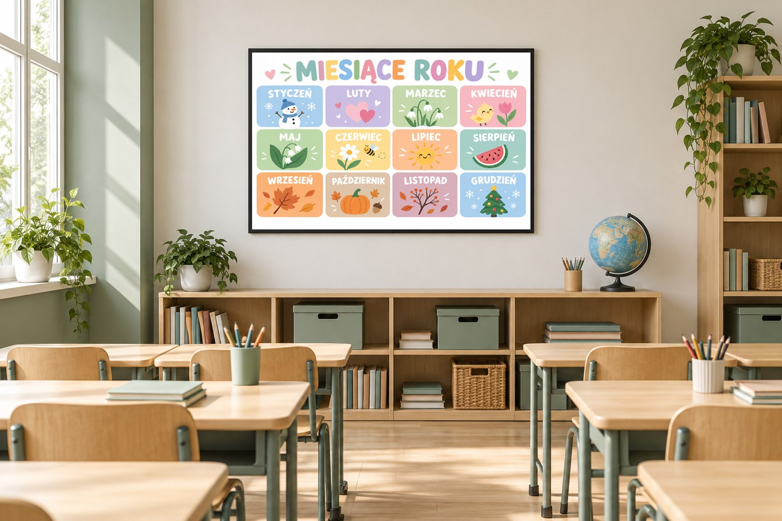 Plakat Edukacyjny Miesiące Roku Kompozycja 5