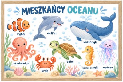Plakat Edukacyjny Mieszkańcy Oceanu