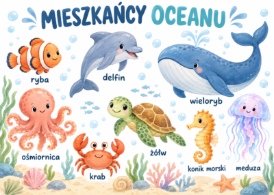 Plakat Edukacyjny Mieszkańcy Oceanu