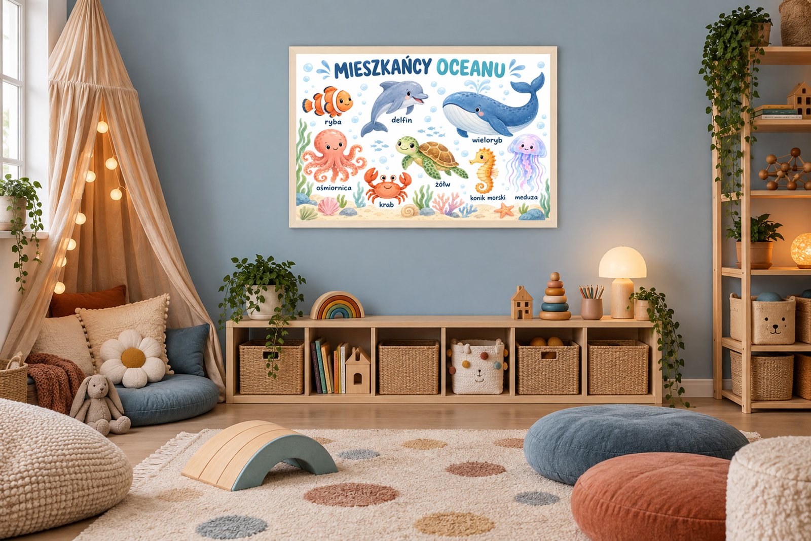Plakat Edukacyjny Mieszkańcy Oceanu Kompozycja 4
