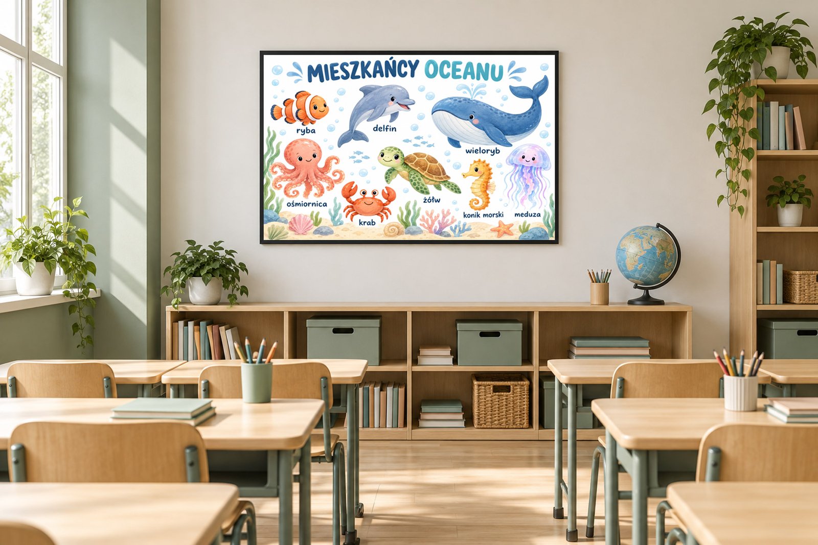 Plakat Edukacyjny Mieszkańcy Oceanu Kompozycja 5