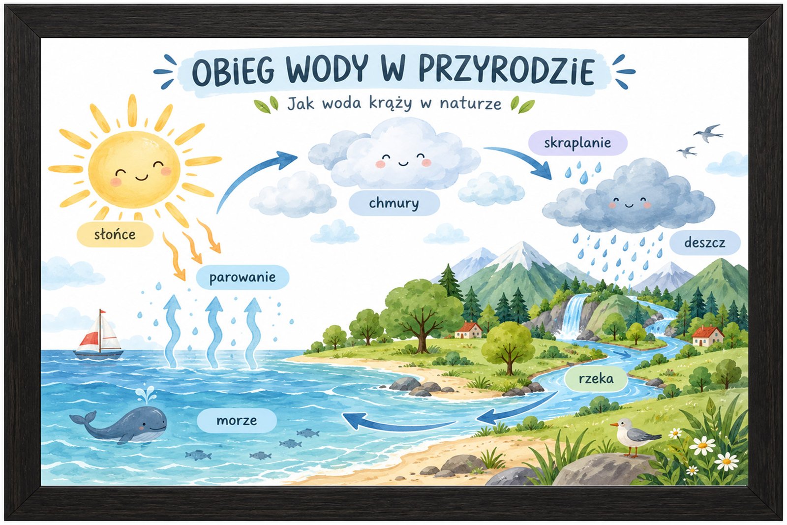 Plakat Edukacyjny Obieg Wody W Przyrodzie Kompozycja 1