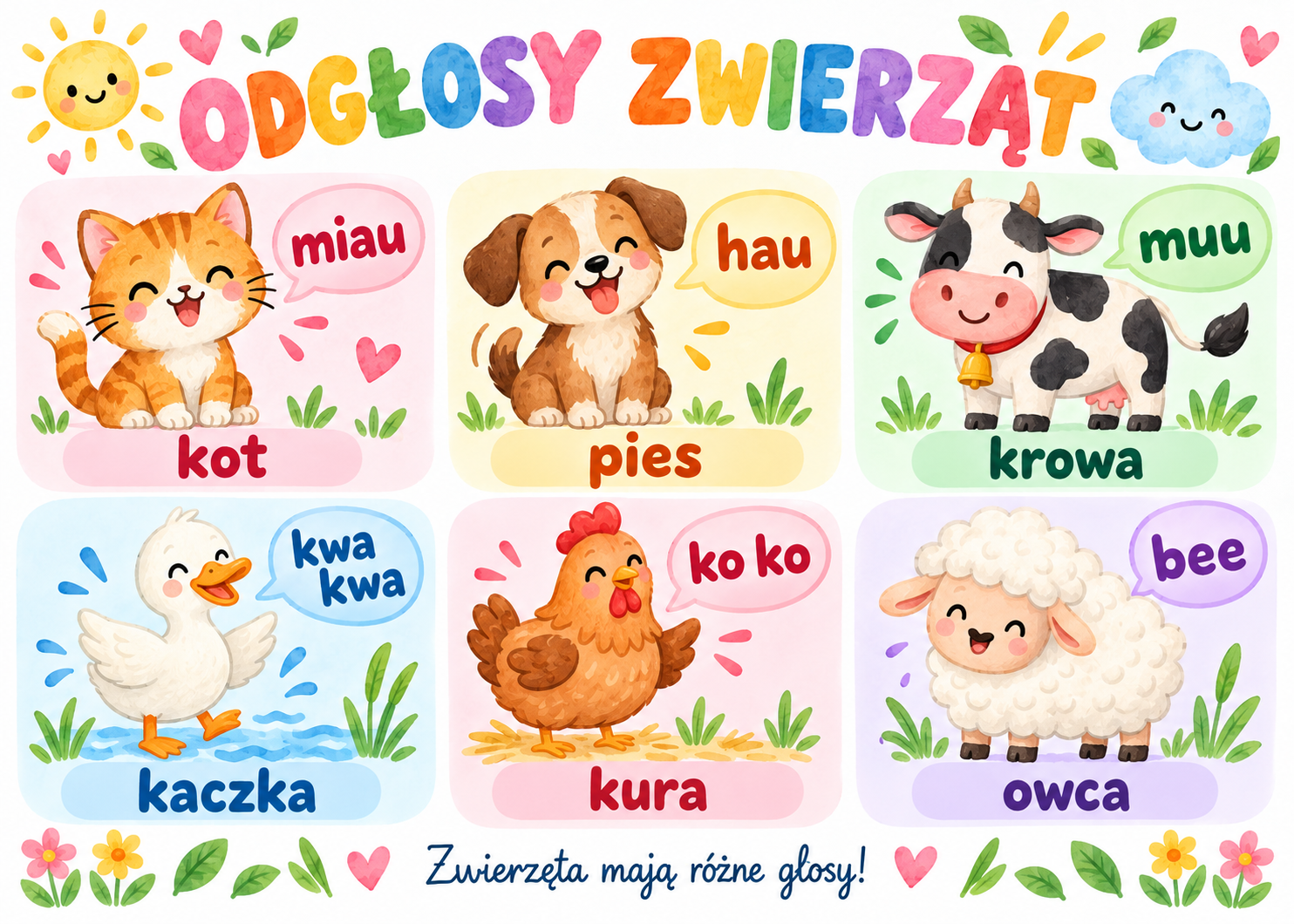 Plakat Edukacyjny Ogłosy Zwierząt 2