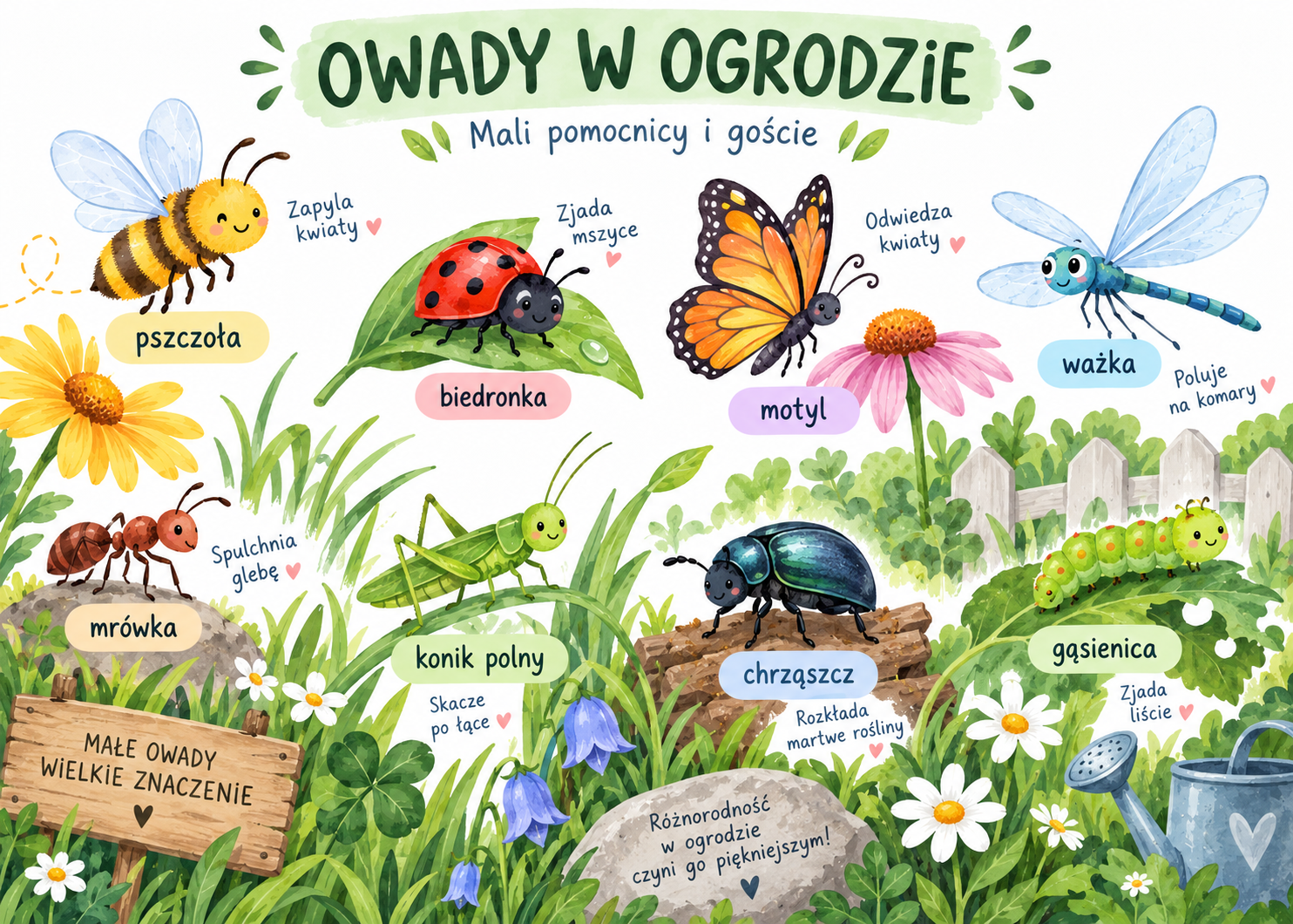 Plakat Edukacyjny Owady W Ogrodzie
