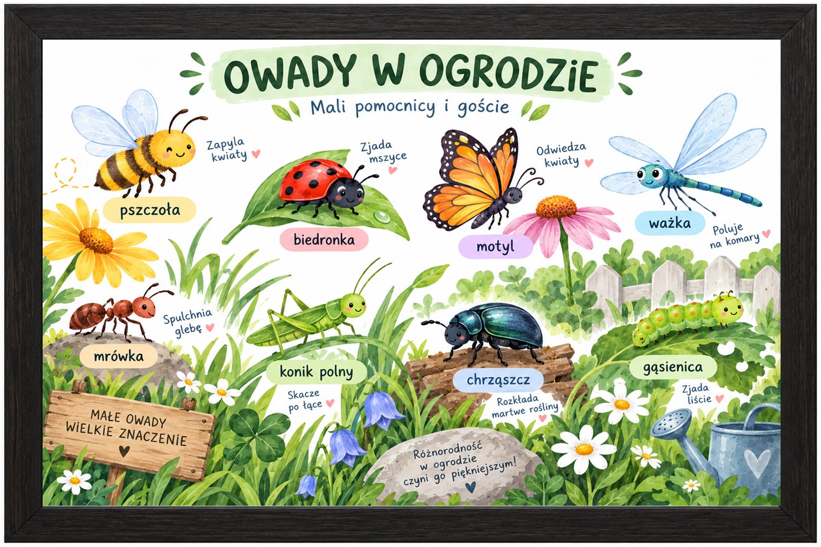 Plakat Edukacyjny Owady W Ogrodzie Kompozycja 1