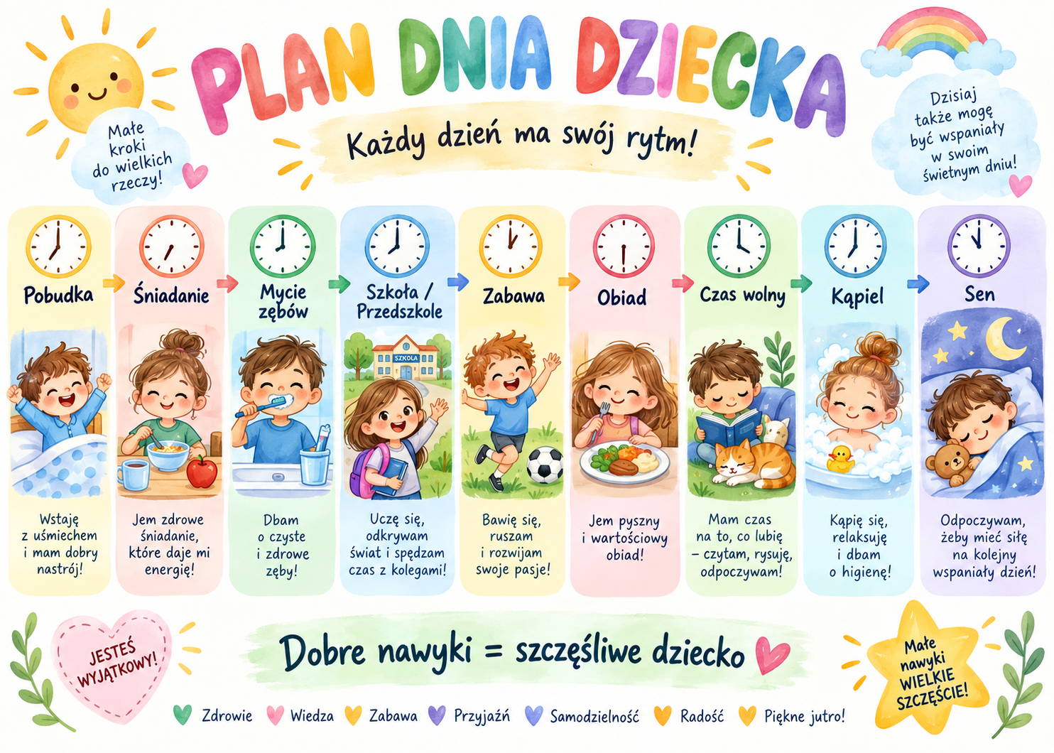 Plakat Edukacyjny Plan Dnia Dziecka