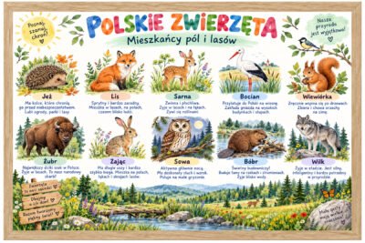 Plakat Edukacyjny Polskie Zwierzęta