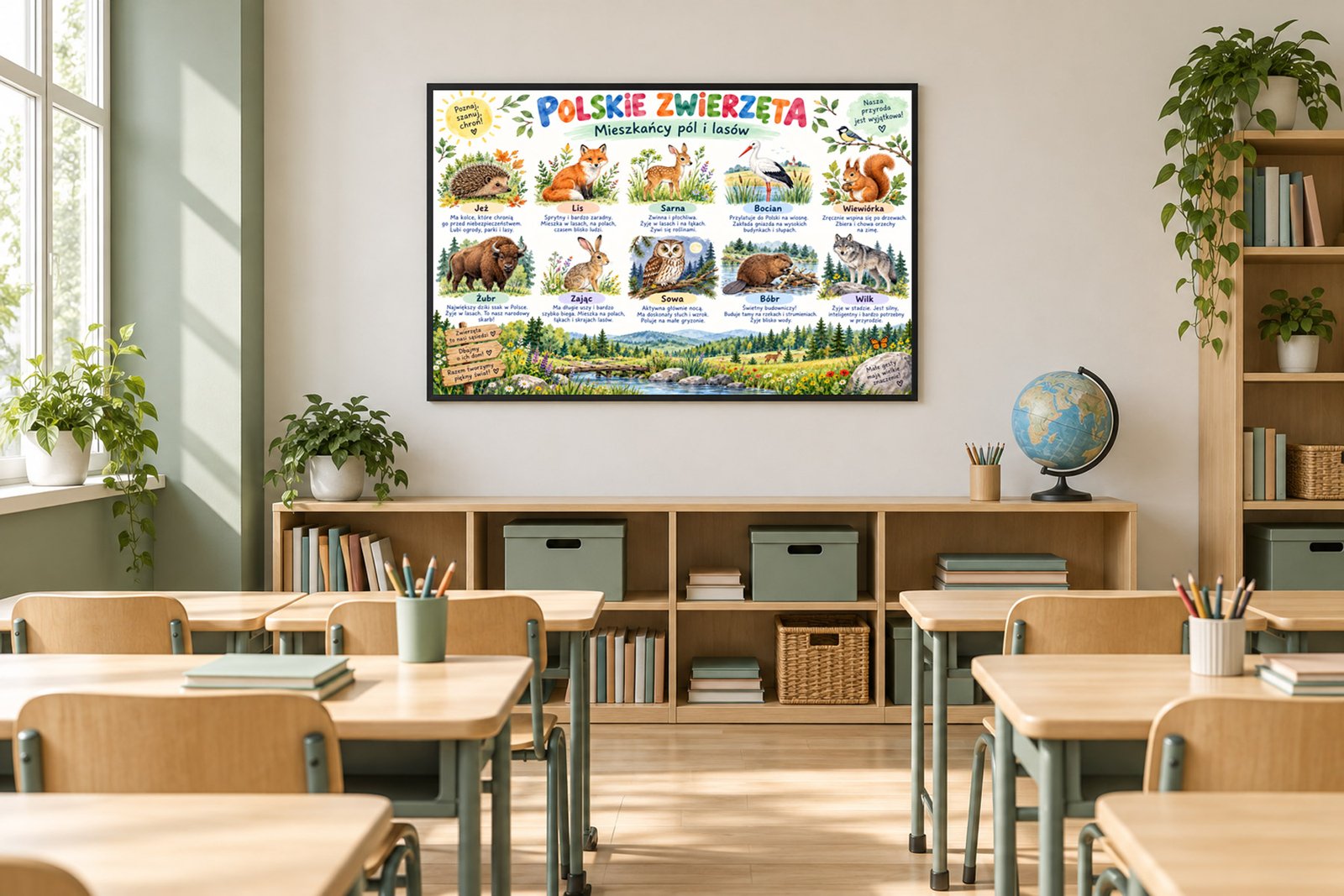 Plakat Edukacyjny Polskie Zwierzęta Kompozycja 5