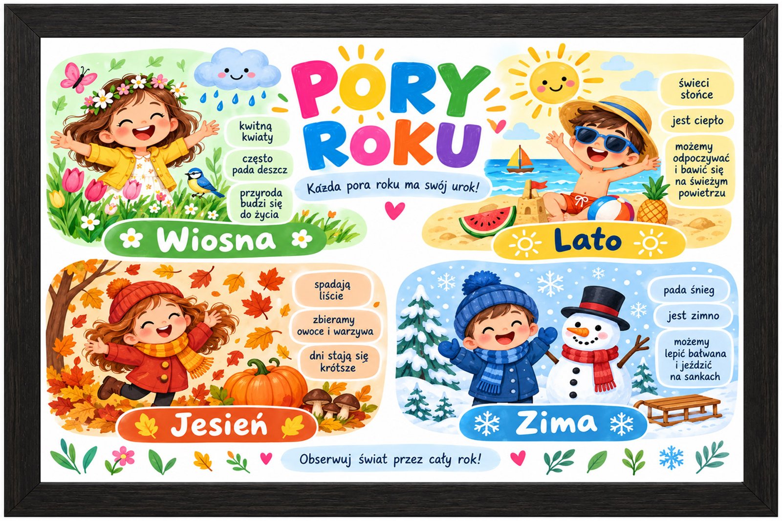 Plakat Edukacyjny Pory Roku Kompozycja 1