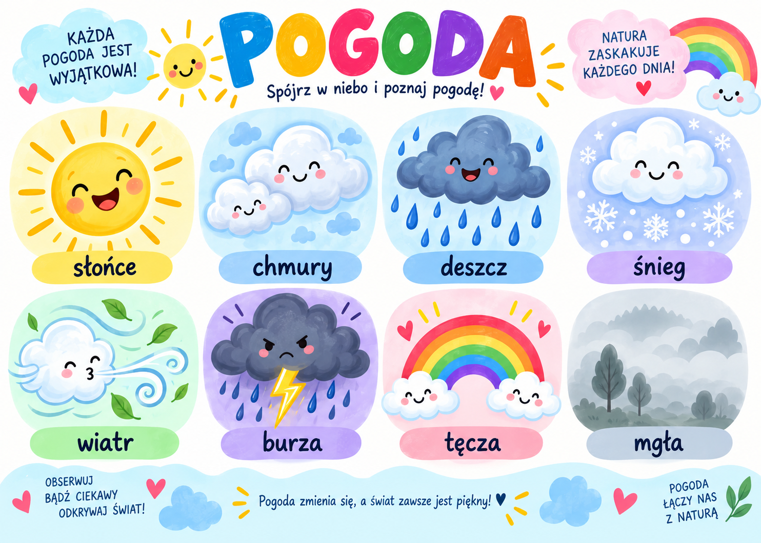 Plakat Edukacyjny Poznaję Pogodę