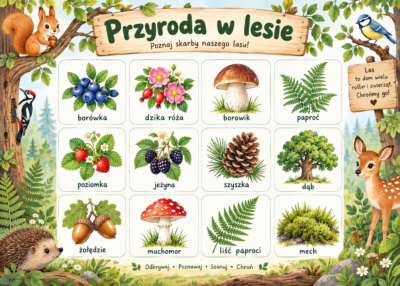 Plakat Edukacyjny Przyroda W Lesie