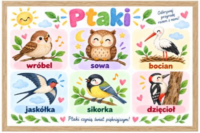 Plakat Edukacyjny Ptaki