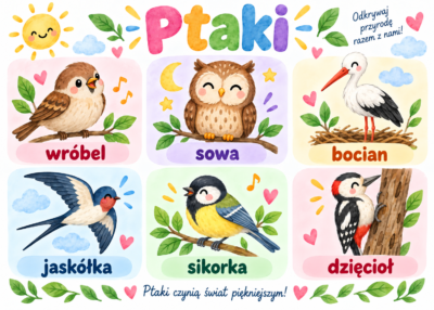 Plakat Edukacyjny Ptaki