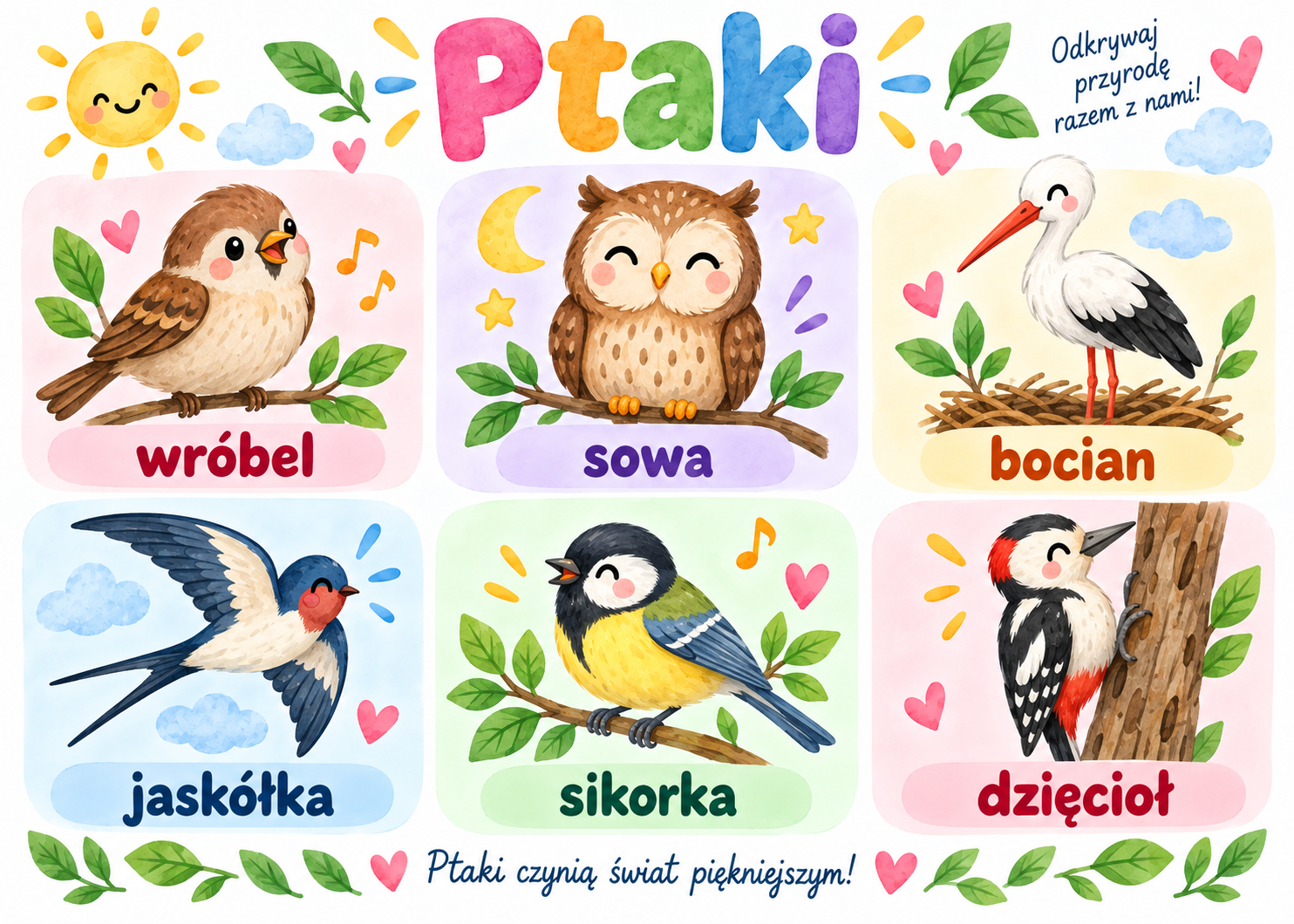 Plakat Edukacyjny Ptaki