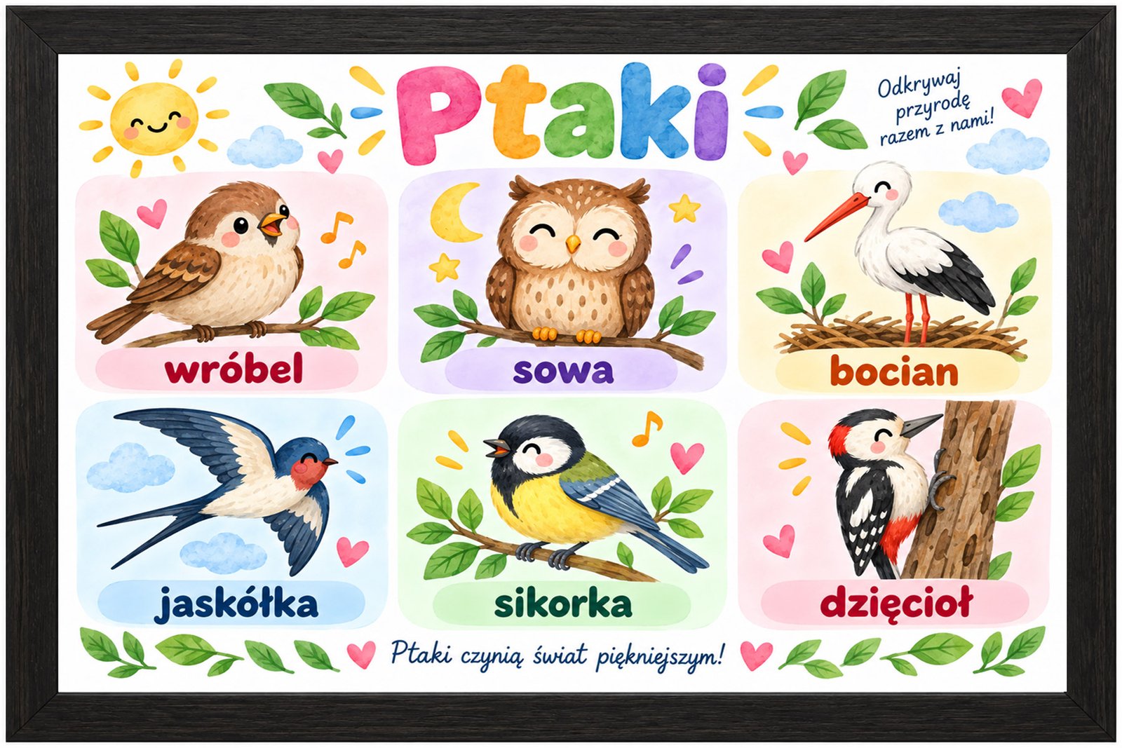 Plakat Edukacyjny Ptaki Kompozycja 1