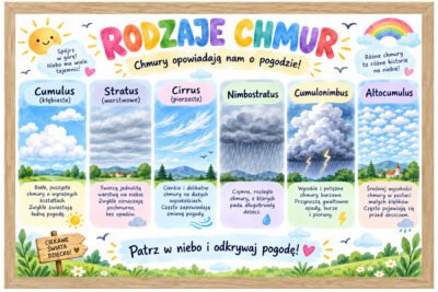 Plakat Edukacyjny Rodzaje Chmur