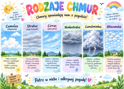 Plakat Edukacyjny Rodzaje Chmur