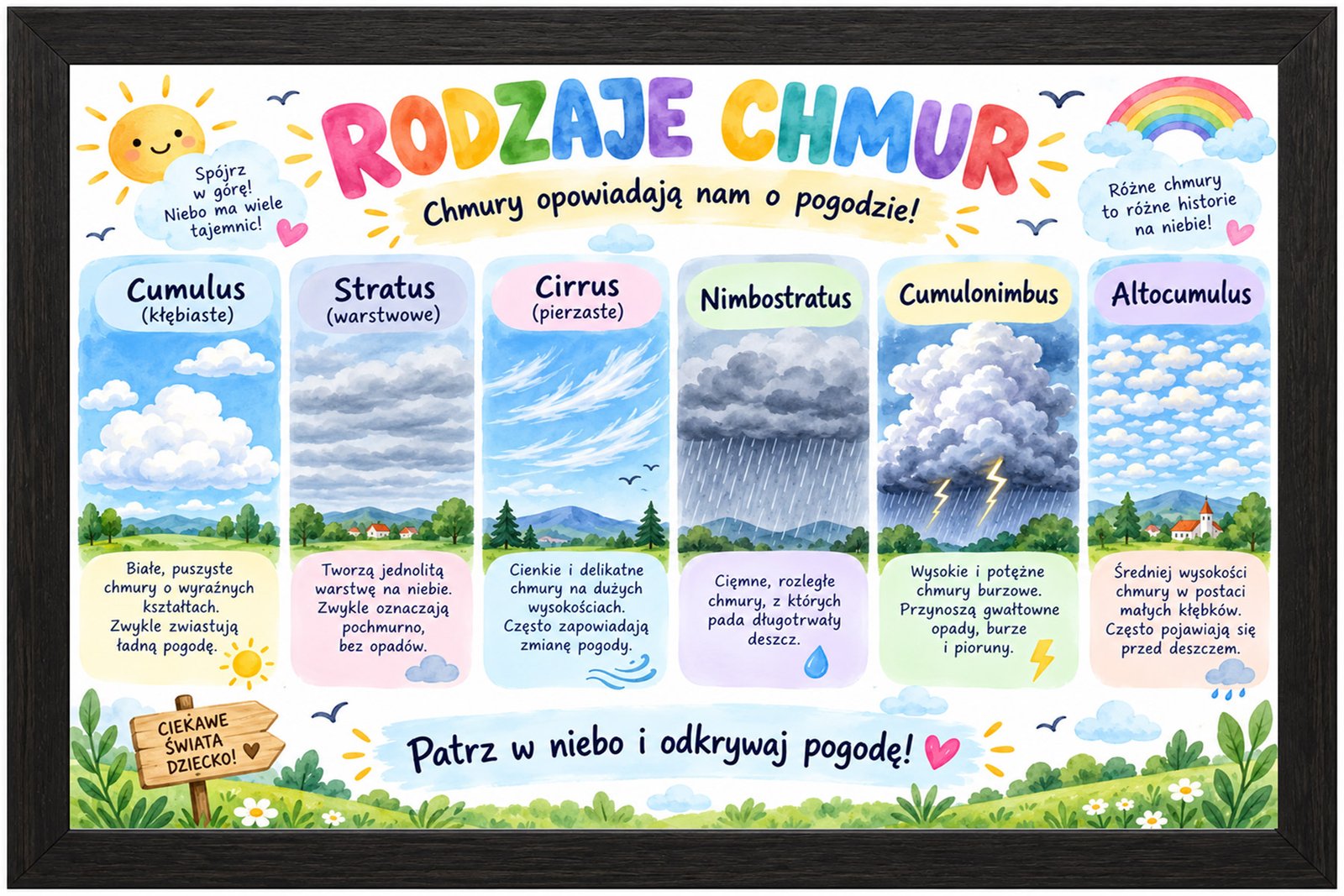 Plakat Edukacyjny Rodzaje Chmur Kompozycja 1