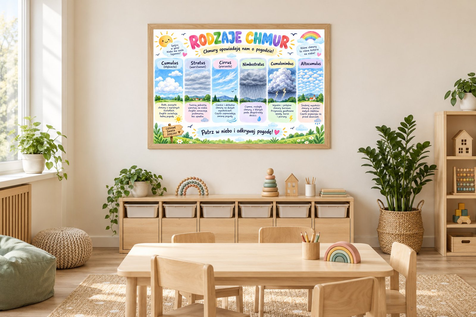 Plakat Edukacyjny Rodzaje Chmur Kompozycja 2