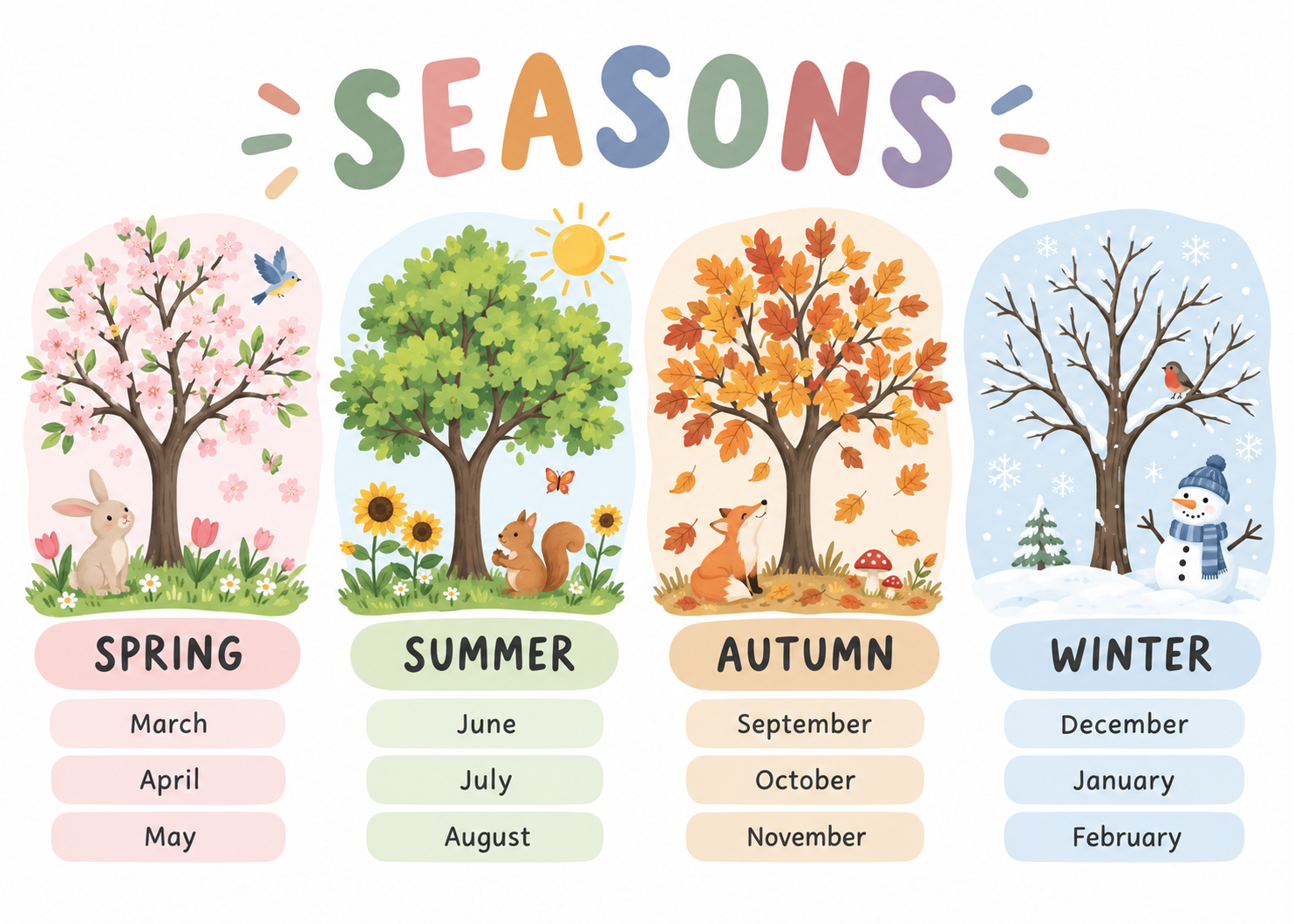 Plakat Edukacyjny Seasons