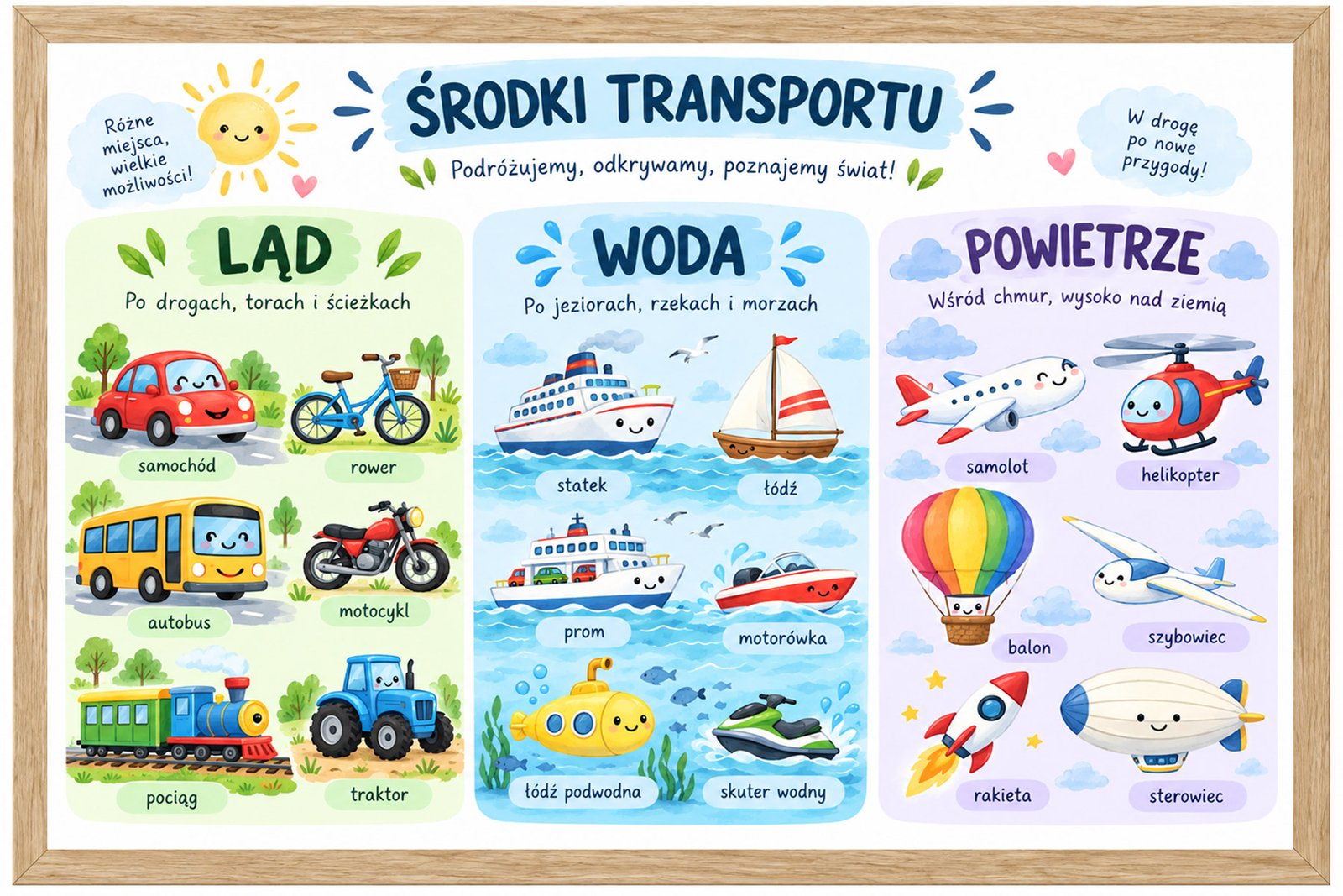 Plakat Edukacyjny Środki Transportu