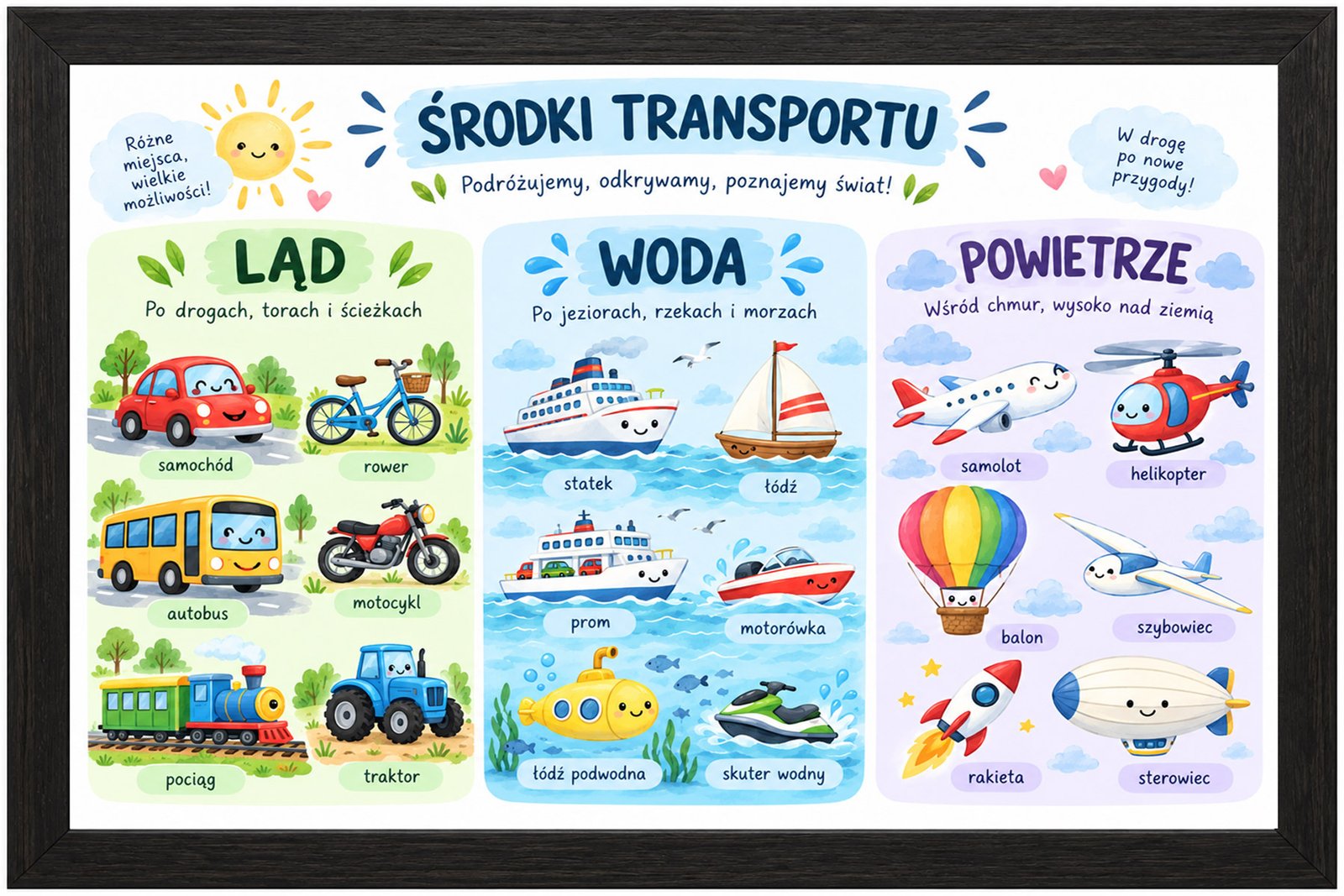 Plakat Edukacyjny Środki Transportu Kompozycja 1