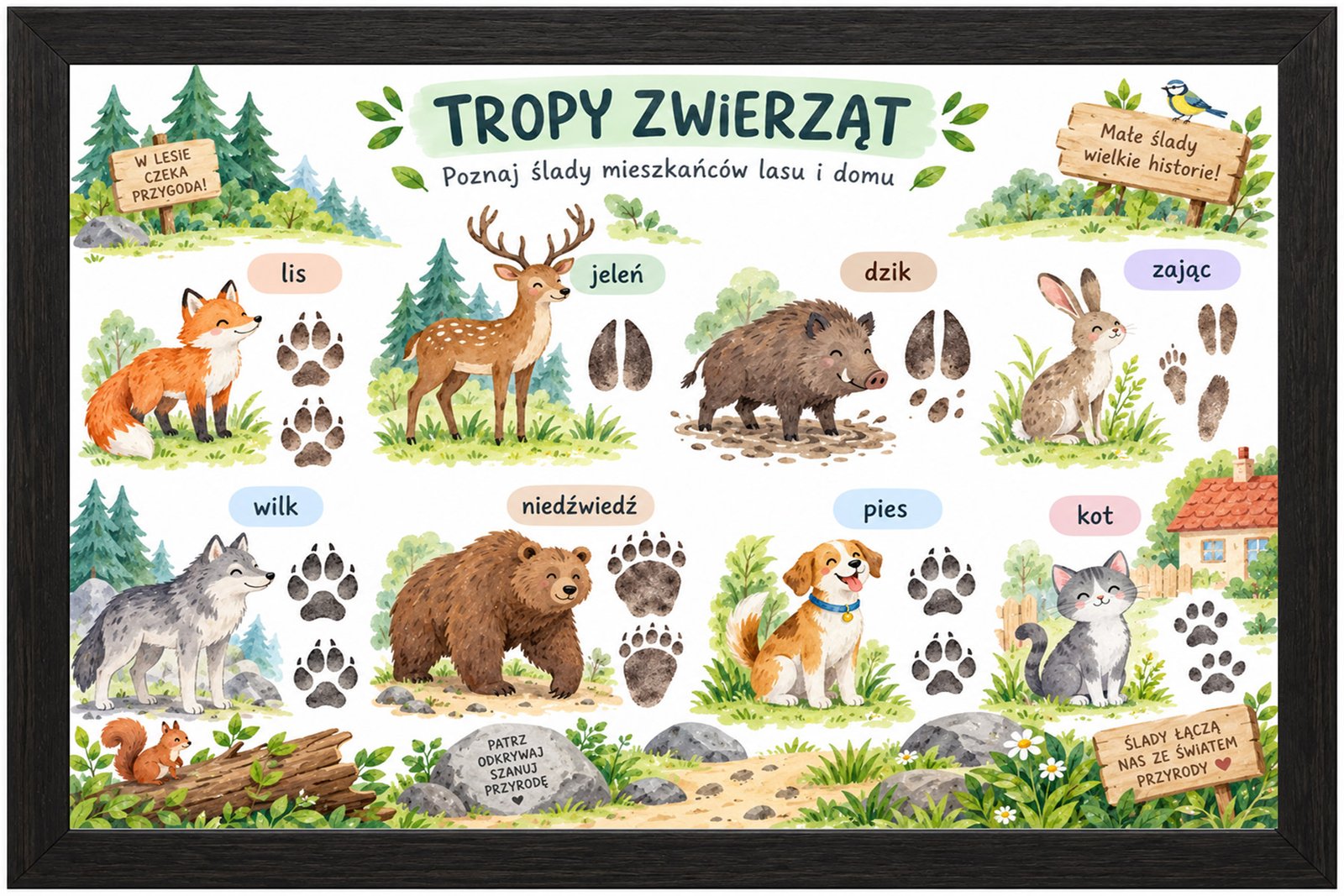 Plakat Edukacyjny Tropy Zwierząt Kompozycja 1
