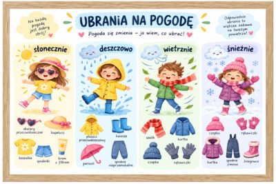 Plakat Edukacyjny Ubrania Na Pogodę