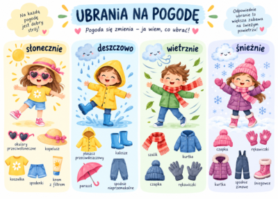Plakat Edukacyjny Ubrania Na Pogodę