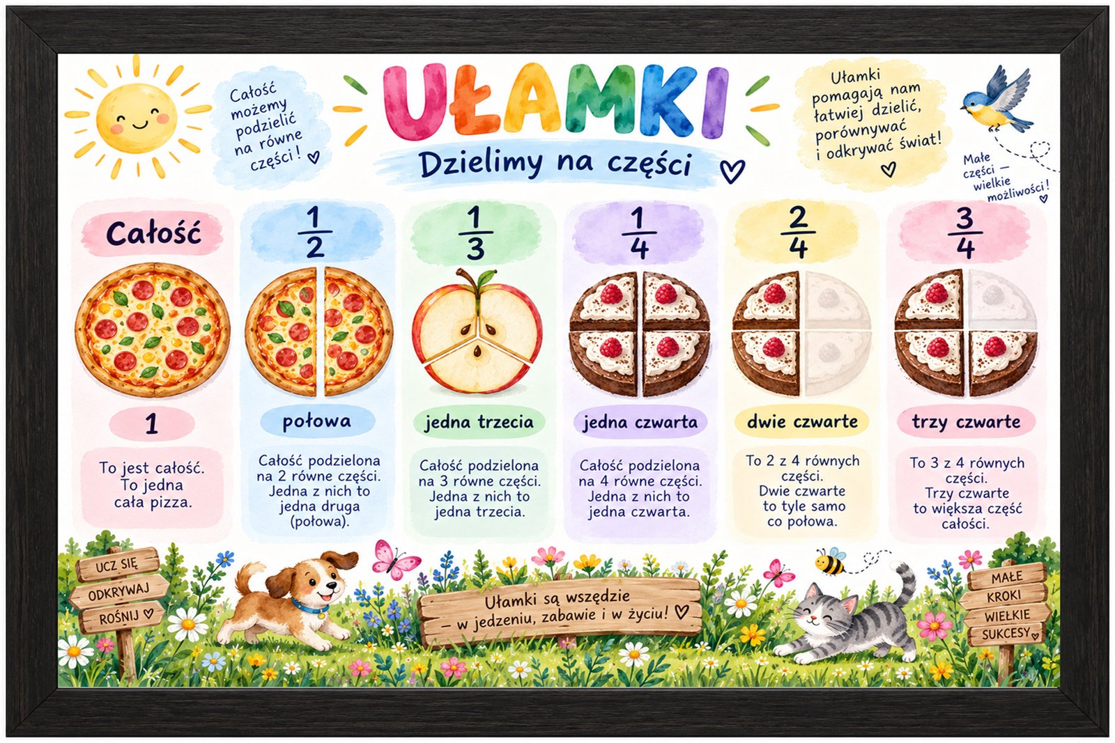 Plakat Edukacyjny Ułamki Kompozycja 1