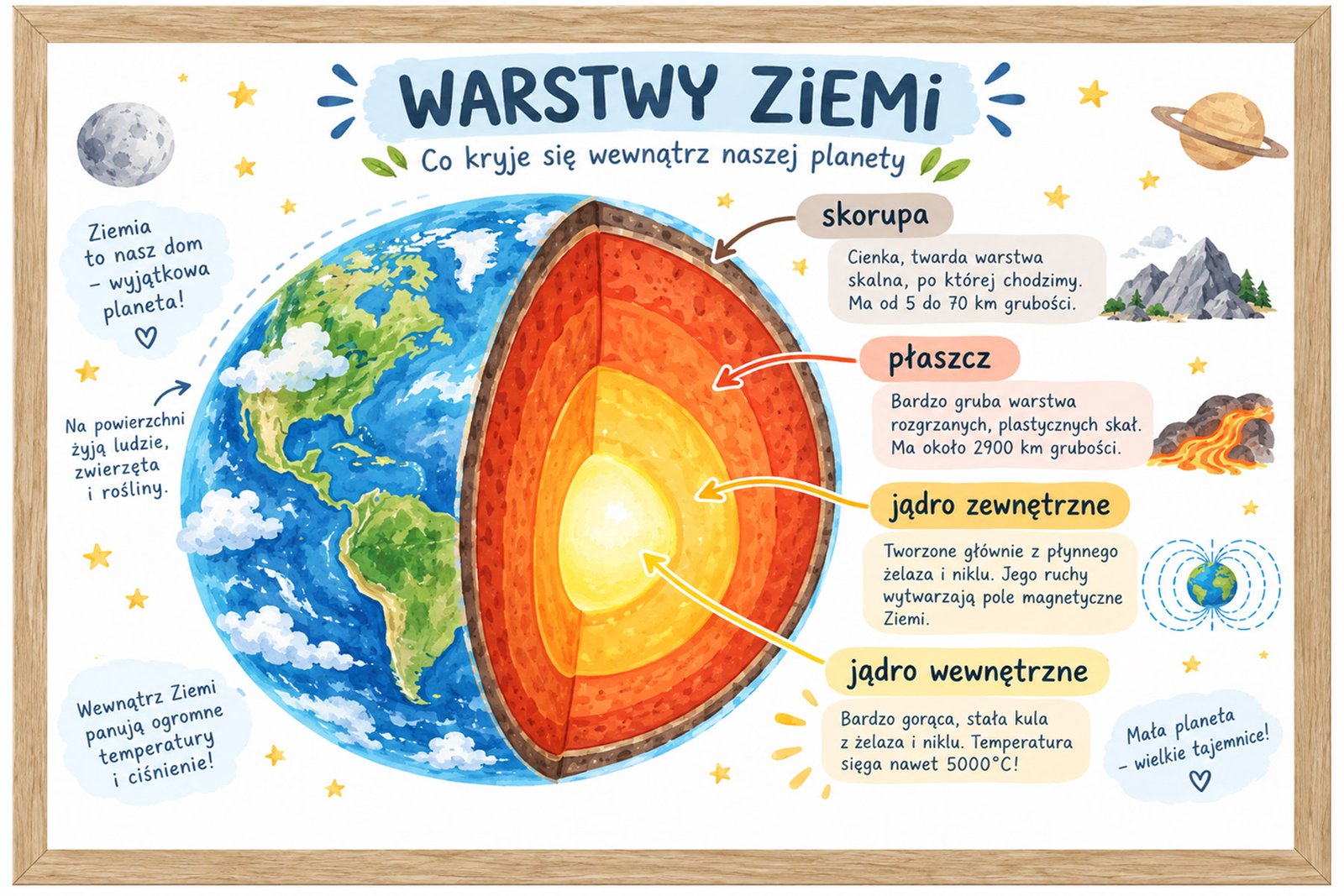 Plakat Edukacyjny Warstwy Ziemi