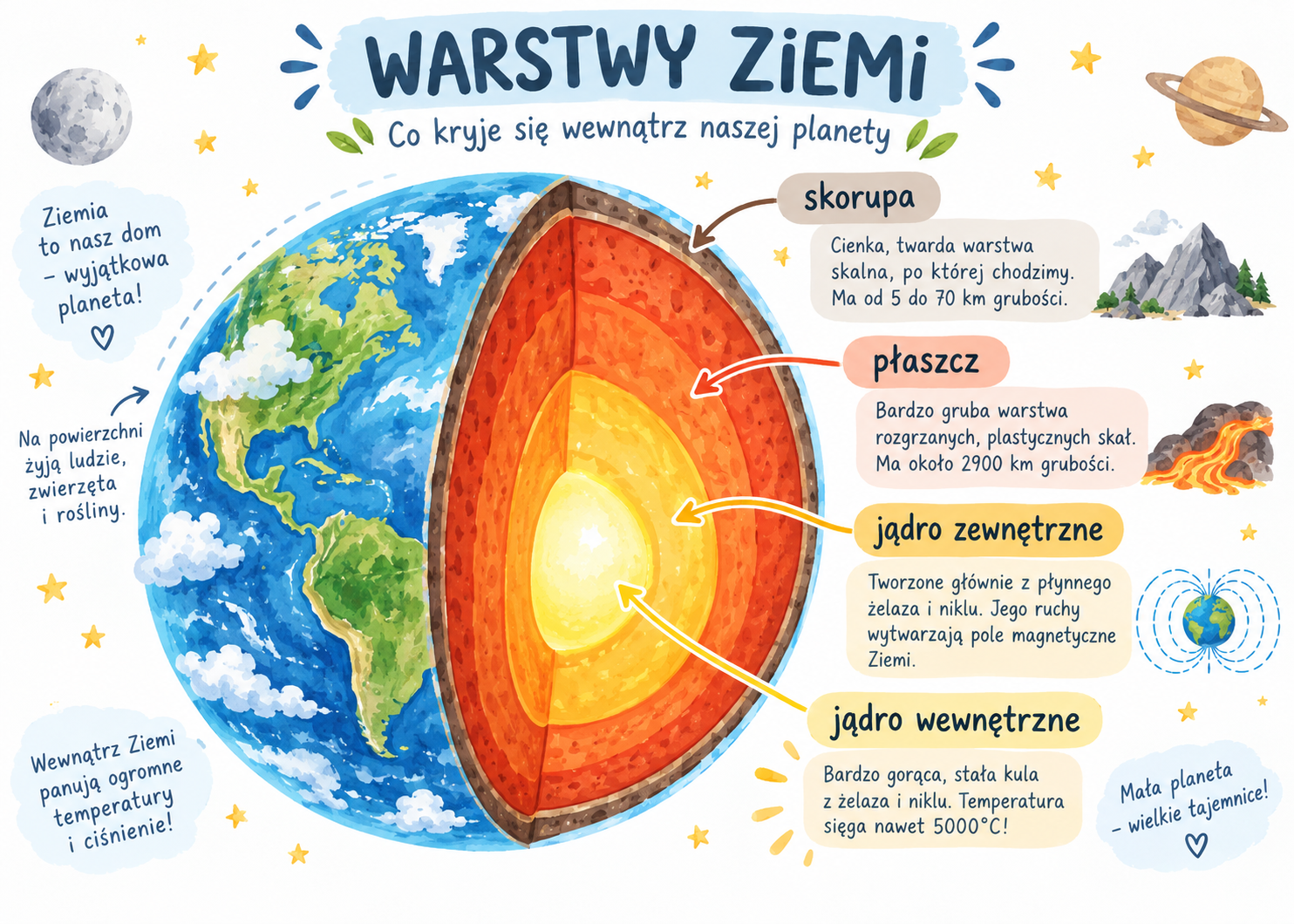 Plakat Edukacyjny Warstwy Ziemi
