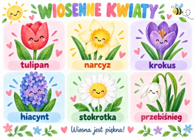 Plakat Edukacyjny Wiosenne Kwiaty