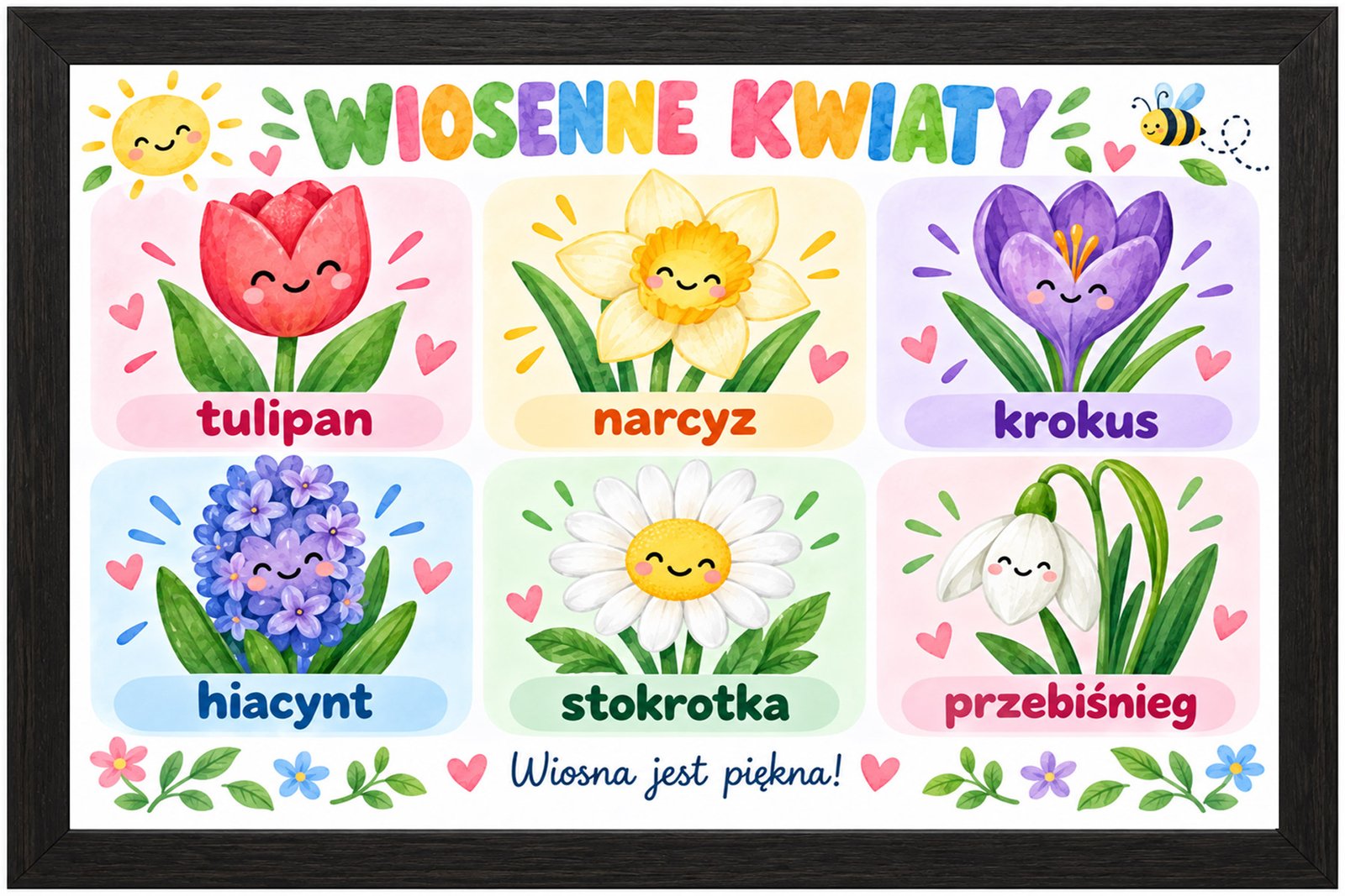 Plakat Edukacyjny Wiosenne Kwiaty Kompozycja 1