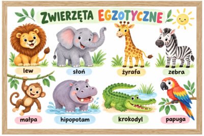 Plakat Edukacyjny Zwierzęta Egzetyczne