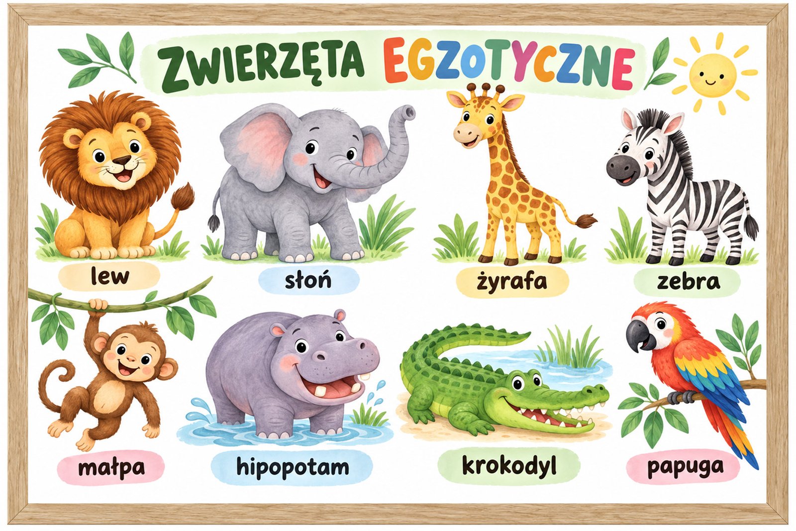 Plakat Edukacyjny Zwierzęta Egzetyczne